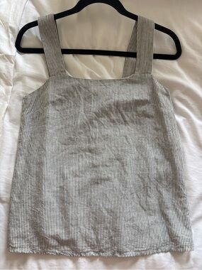 J. Crew White and Black Striped Tank Top